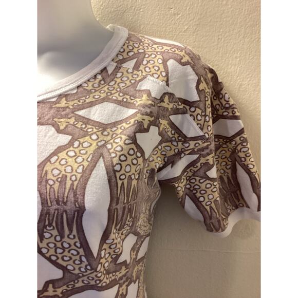 SEE by CHLOE Giraffe Print Y2K Cotton Mini Shift T Shirt Dress Pockets Rare S - Picture 4 of 6